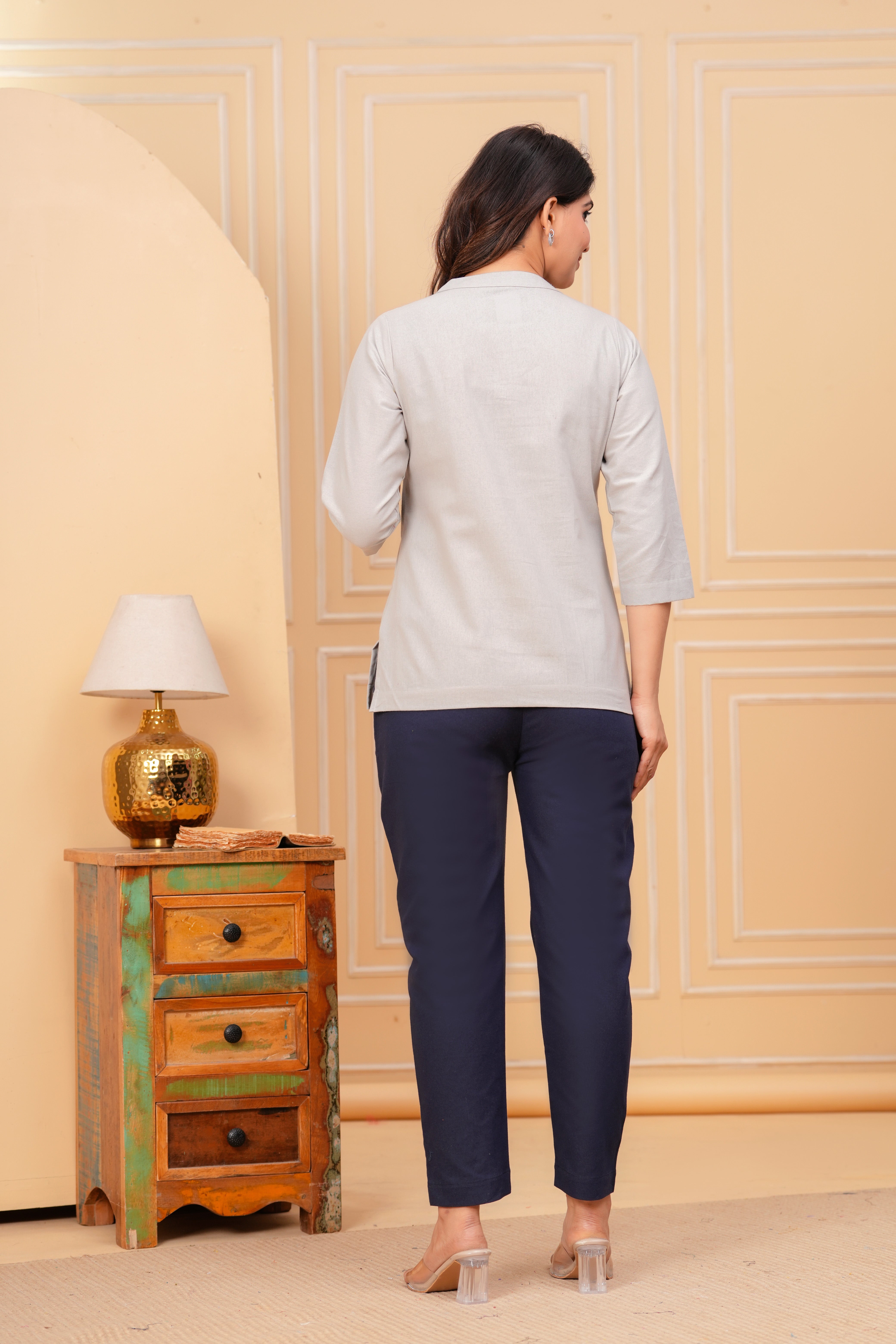 Linen Solid Short Kurta